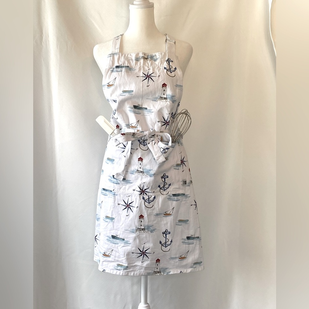 Now Designs Women's Apron O/S 100% Cotton Adjustable Nautical Coastal kitchen